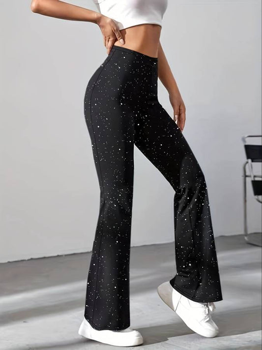 Solenya | Flared Broek van Glitterstof met Comfort Fit