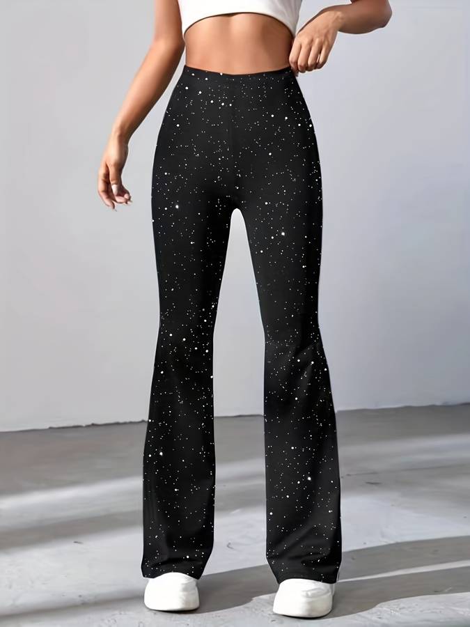 Solenya | Flared Broek van Glitterstof met Comfort Fit