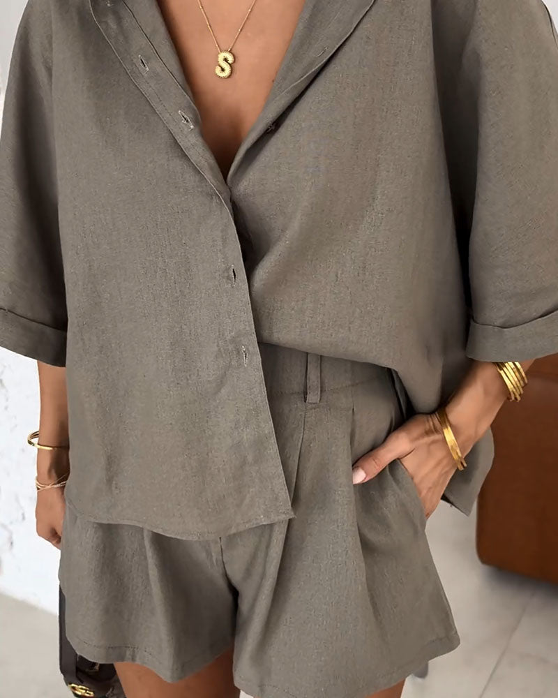 MAËLI | Luchtige zomerset met blouse en korte broek voor dames