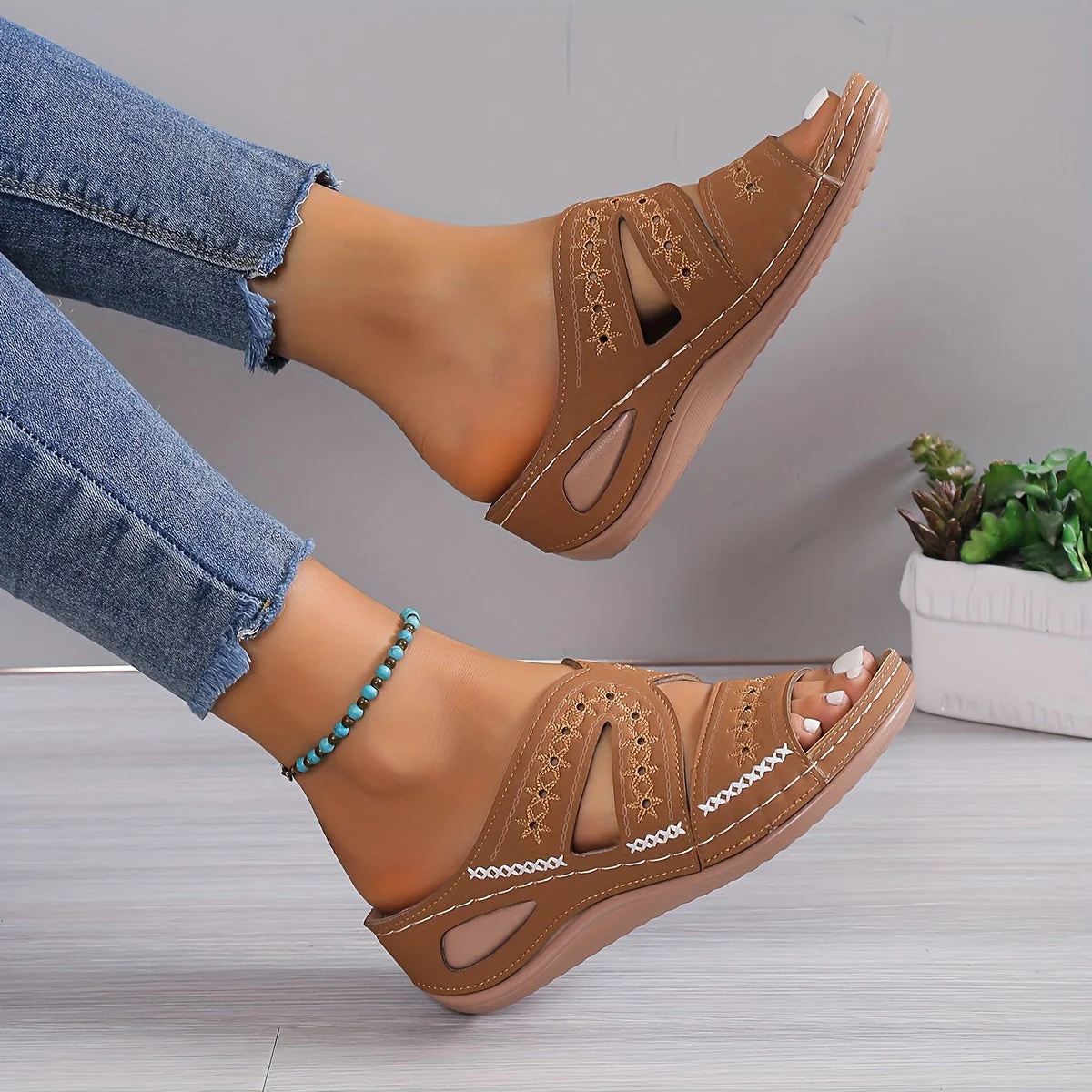 Noriva | Orthopedische Comfortslippers met Open Sleehak