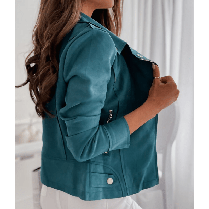 Dames-Lange Mouw Jas met Rits – Chic & Veelzijdig
