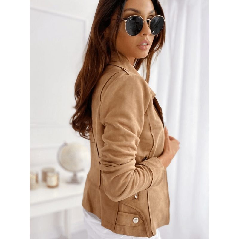 Dames-Lange Mouw Jas met Rits – Chic & Veelzijdig