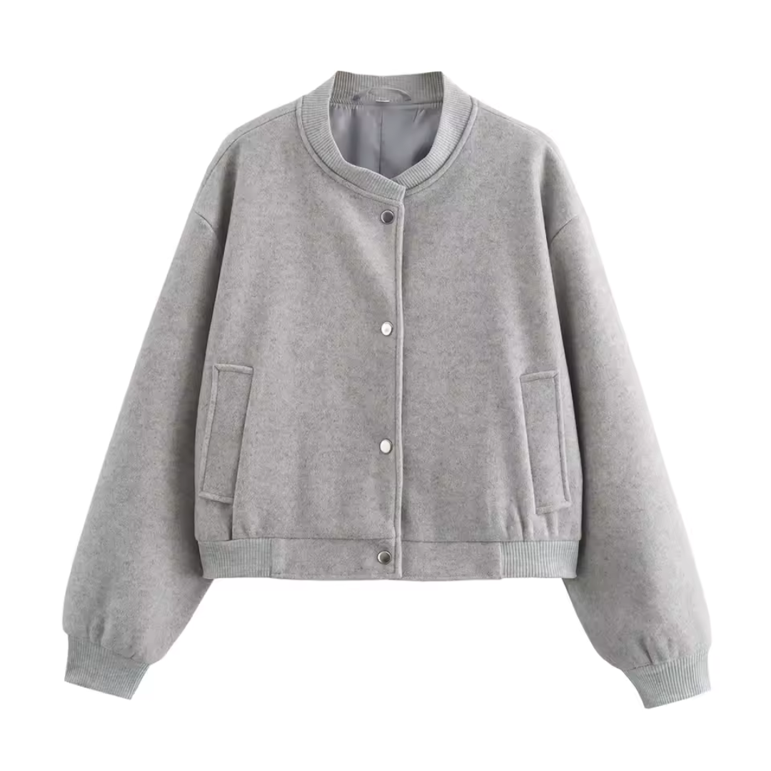 Dames Ronde Hals Lange Mouwen Jacket | Korte