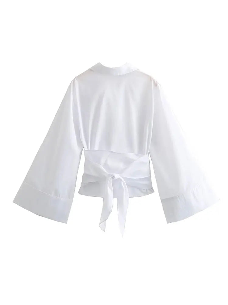 LORÈNE | Vintage Blouse met Strikdetail op de Rug