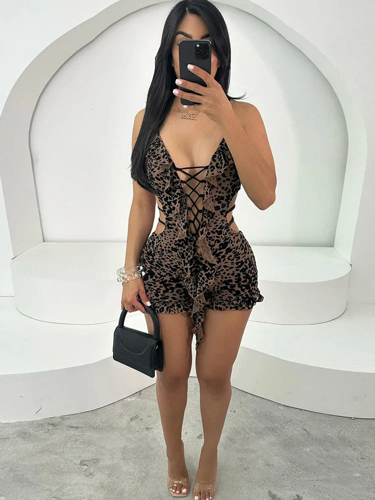 Wild Elegance – Leopard Romper met Luxe Flocking