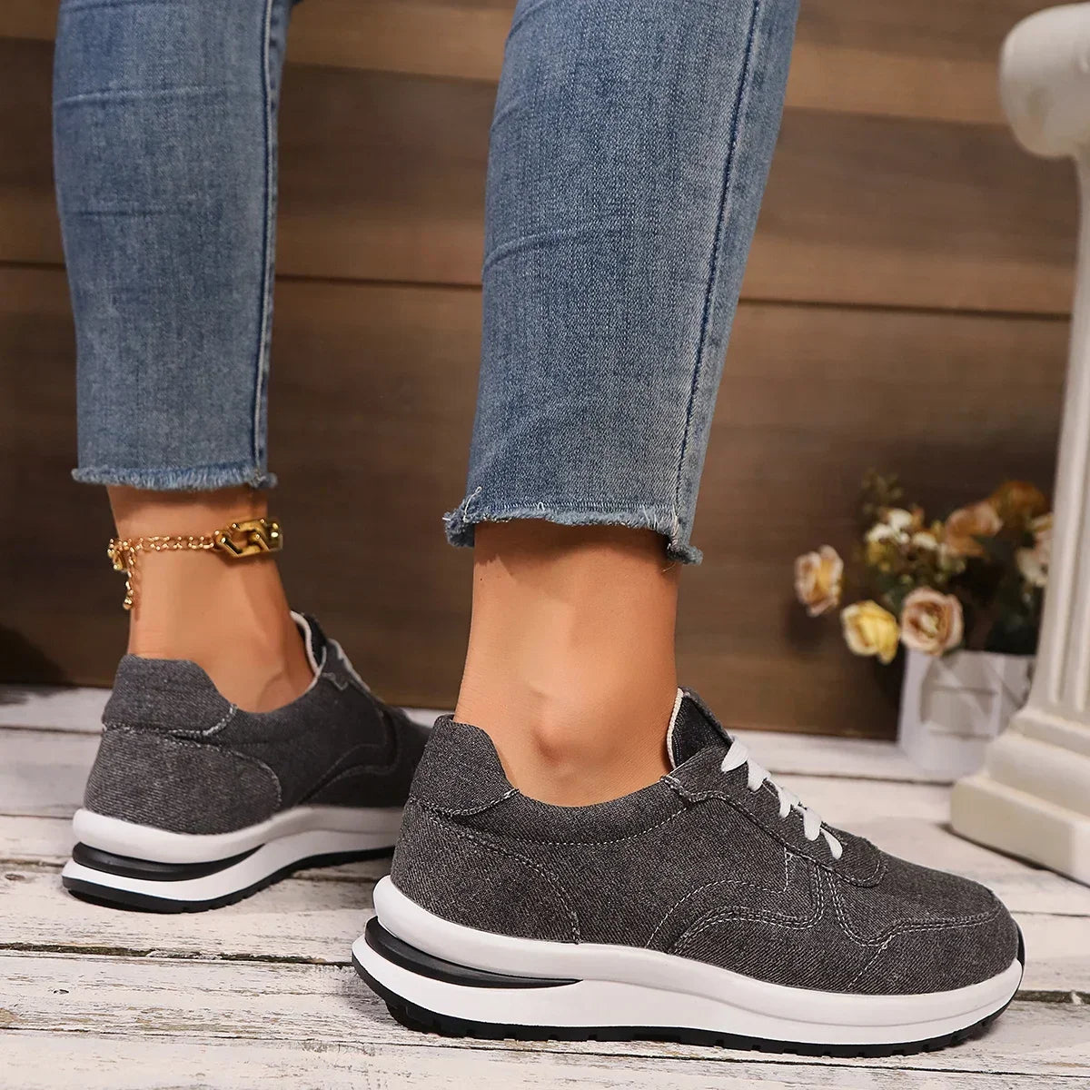 DAELYN | Orthopedische denim sneakers met platformzool