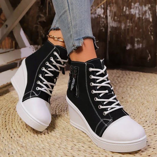 LYZANE | Elegant wedge sneaker met ritssluiting en verborgen hak