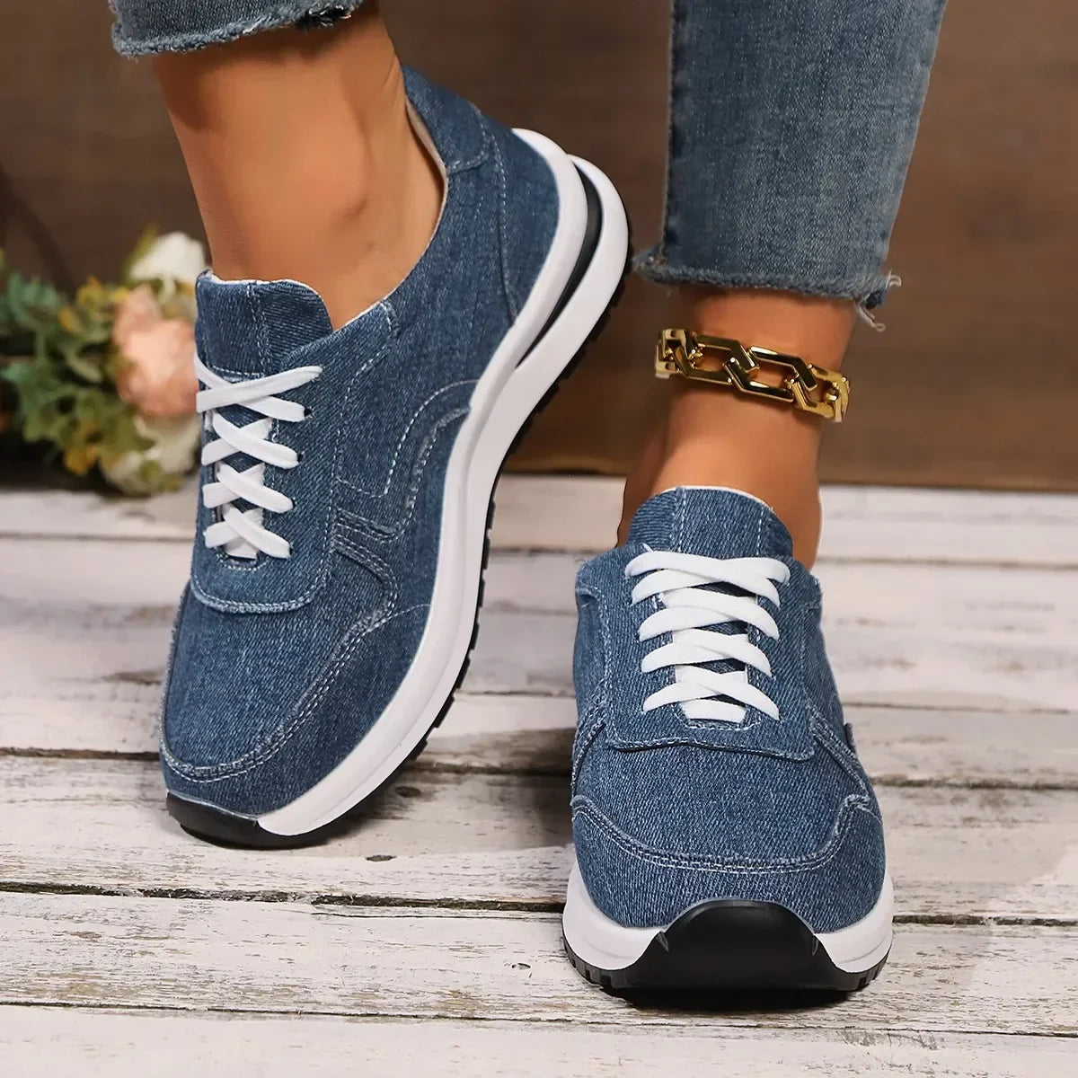 DAELYN | Orthopedische denim sneakers met platformzool