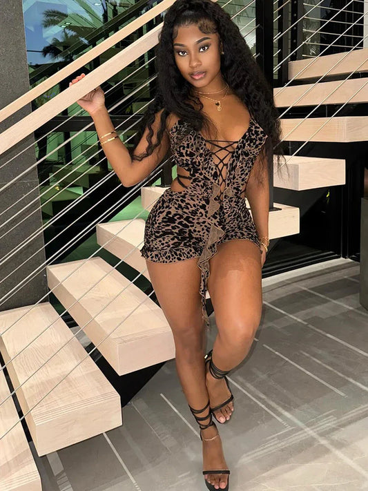 Wild Elegance – Leopard Romper met Luxe Flocking