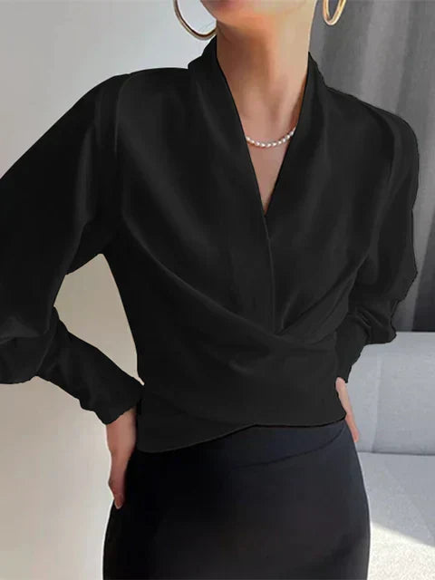 AMALIA | Satijnen Blouse met Pofmouwen