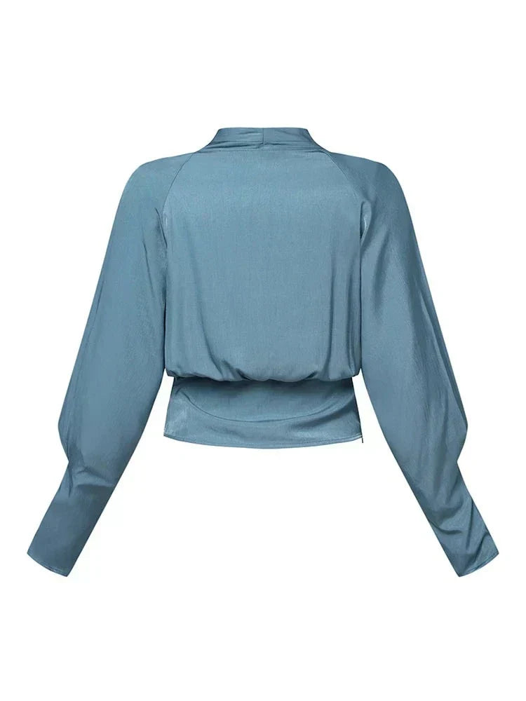 AMALIA | Satijnen Blouse met Pofmouwen