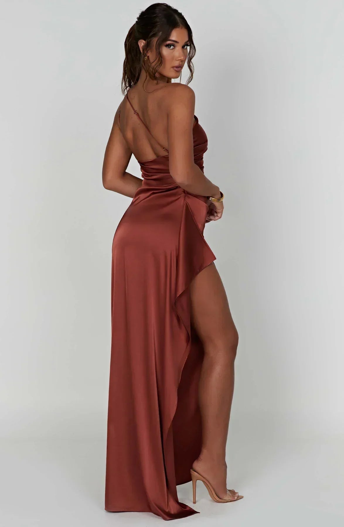 Luxe Satijnen One-Shoulder Splitjurk