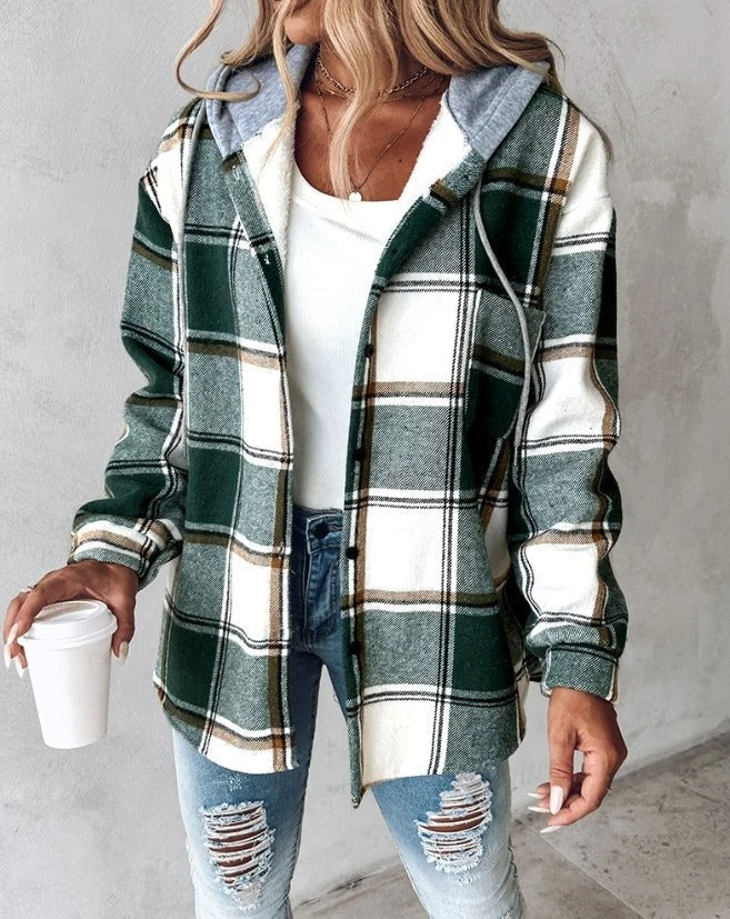 Dames-hoodie in ruitdesign – Warm & Casual