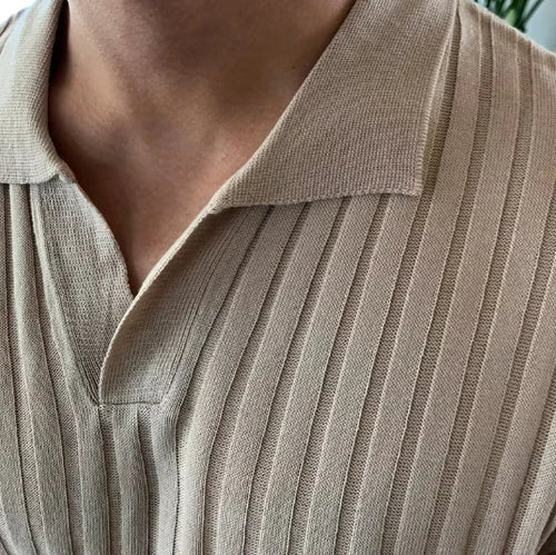 MAREO | Geribd poloshirt met korte mouwen voor heren