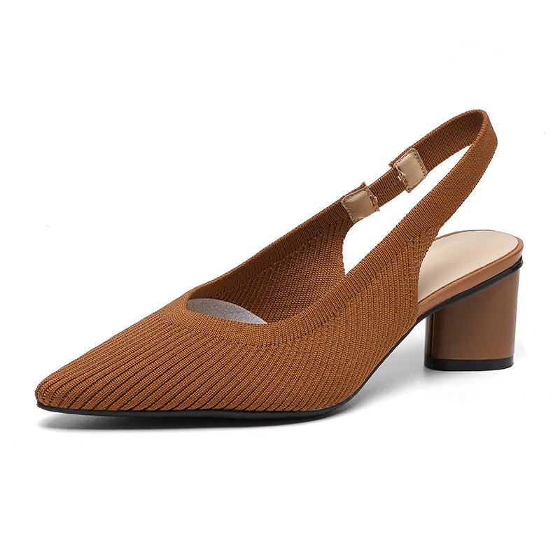 Elaria | Slingback Hakken met Puntige Neus en Blokhak