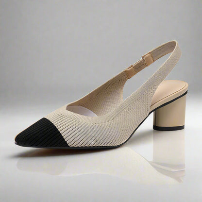 Elaria | Slingback Hakken met Puntige Neus en Blokhak