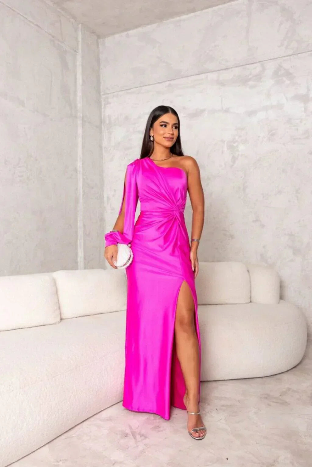 DALINA | One-Shoulder Bruiloftsgast Maxi Jurk met Split