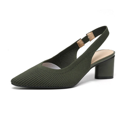 Elaria | Slingback Hakken met Puntige Neus en Blokhak