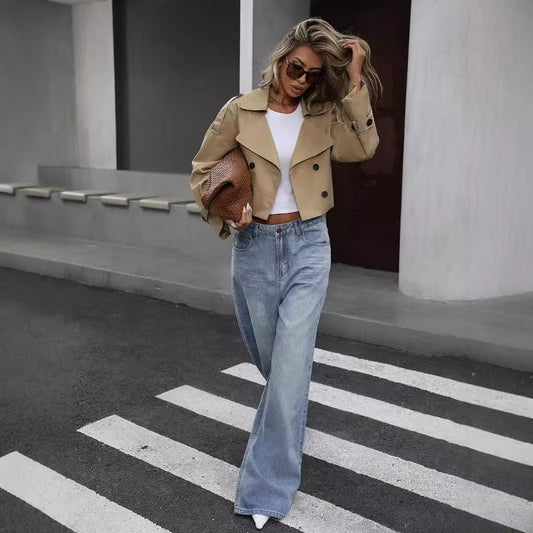 VIANNE | Korte Trenchcoat in Khaki