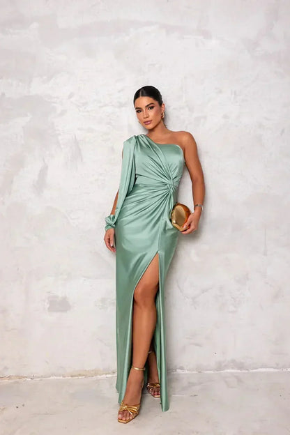 DALINA | One-Shoulder Bruiloftsgast Maxi Jurk met Split