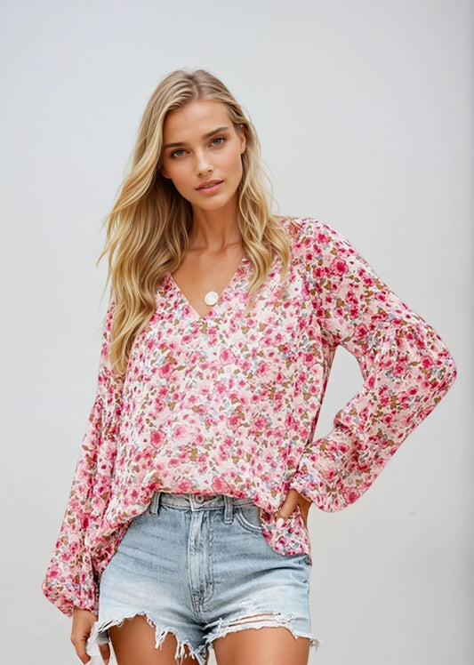 Isabel | Bloemenprint Blouse met Losvallende Pasvorm