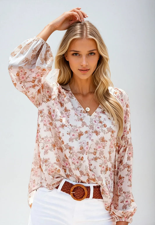 Isabel | Bloemenprint Blouse met Losvallende Pasvorm