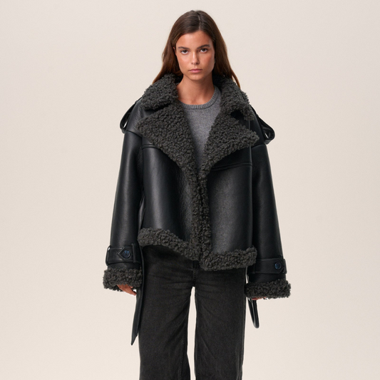 Ava Dames Winterjas | Luxe Faux Leer met Oversized Ceintuur 1