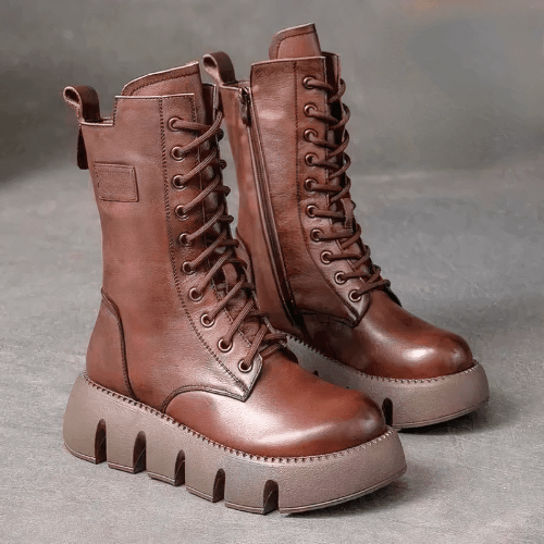 Fier Dames Hoge Laarzen | Zwarte Plateauzool, Stijlvol en Comfortabel 1