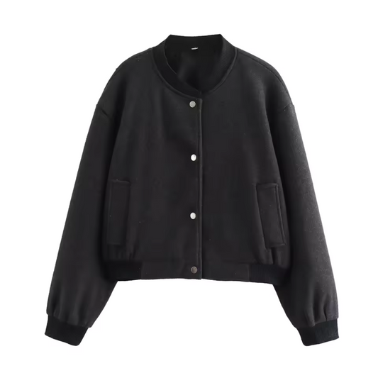 Dames Ronde Hals Lange Mouwen Jacket | Korte