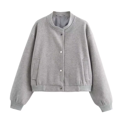 Dames Ronde Hals Lange Mouwen Jacket | Korte
