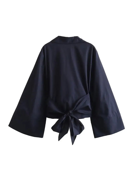 LORÈNE | Vintage Blouse met Strikdetail op de Rug