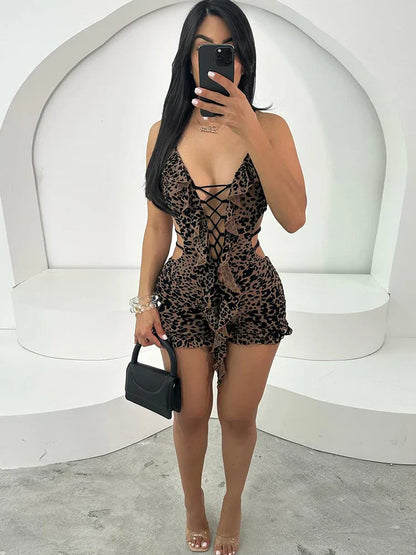 Wild Elegance – Leopard Romper met Luxe Flocking