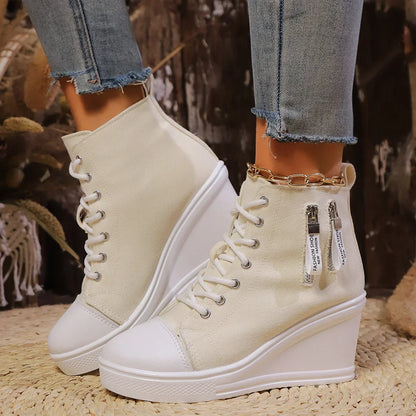 LYZANE | Elegant wedge sneaker met ritssluiting en verborgen hak