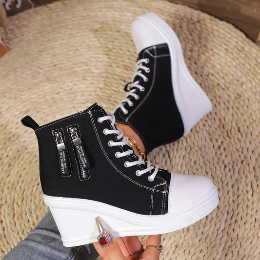 LYZANE | Elegant wedge sneaker met ritssluiting en verborgen hak