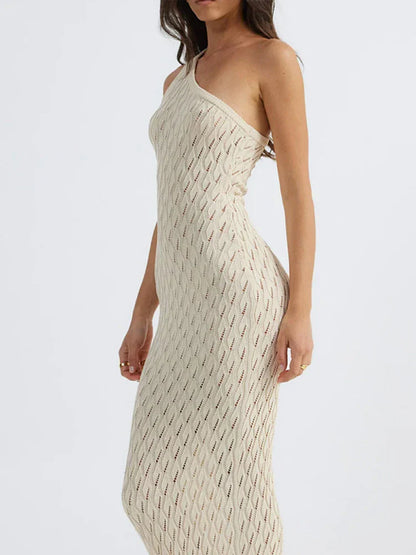 Alira – Asymmetrische Lange Jurk in Sexy Knitlook