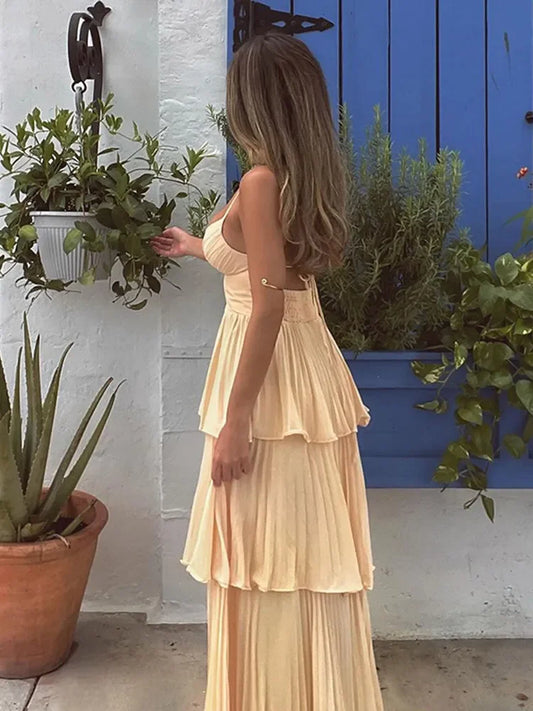 Multi-layer maxi sundress rugloos voor zomer en lente | Mychelle