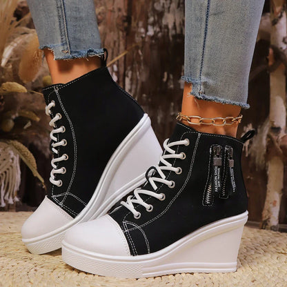 LYZANE | Elegant wedge sneaker met ritssluiting en verborgen hak