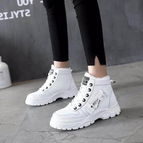 Sora Dames Enkellaarsjes | Echt Leer, Fleece-Wol Gevoerd, Zwart 2