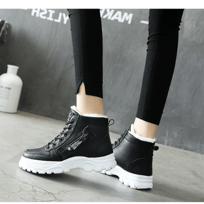 Sora Dames Enkellaarsjes | Echt Leer, Fleece-Wol Gevoerd, Zwart 5