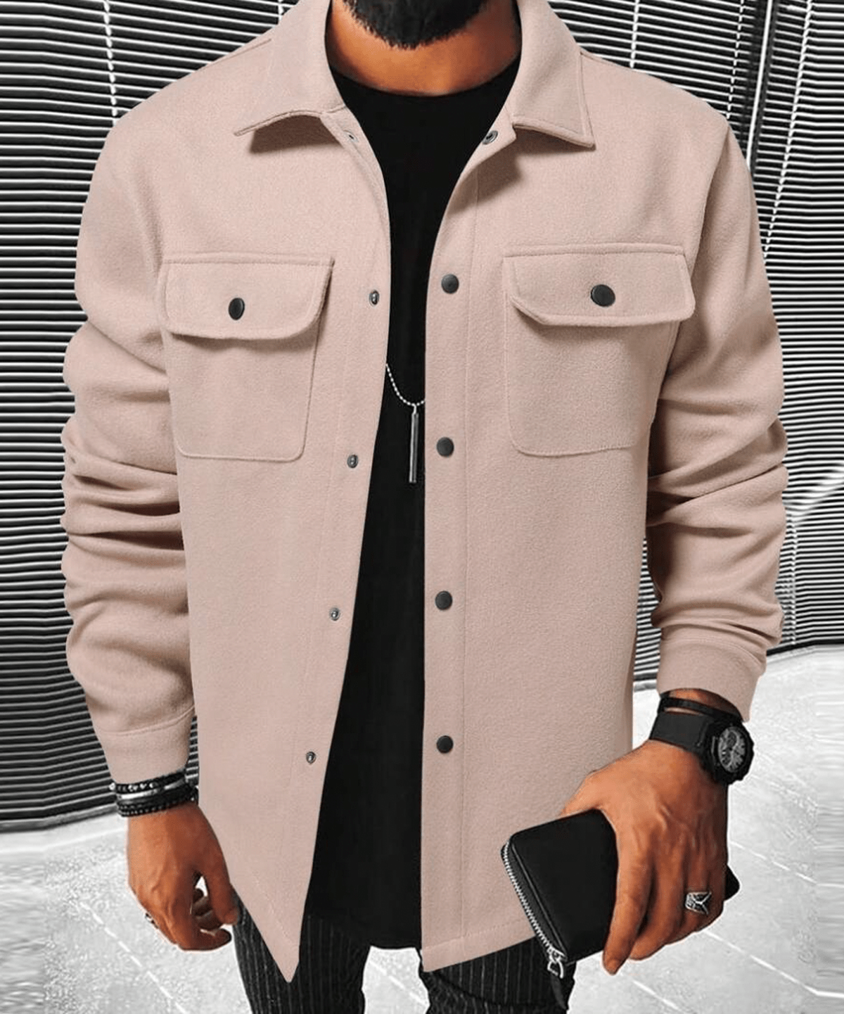 Willem Heren Shacket | Katoenmix, Casual met Borstzakken 4