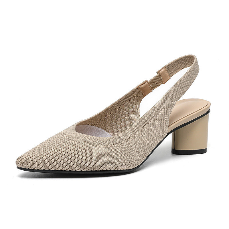Elaria | Slingback Hakken met Puntige Neus en Blokhak