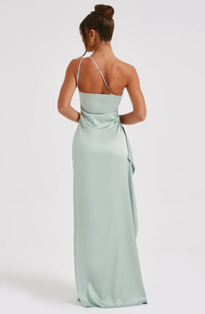 IRINA | Satijnen One-Shoulder Splitjurk voor Speciale Gelegenheden