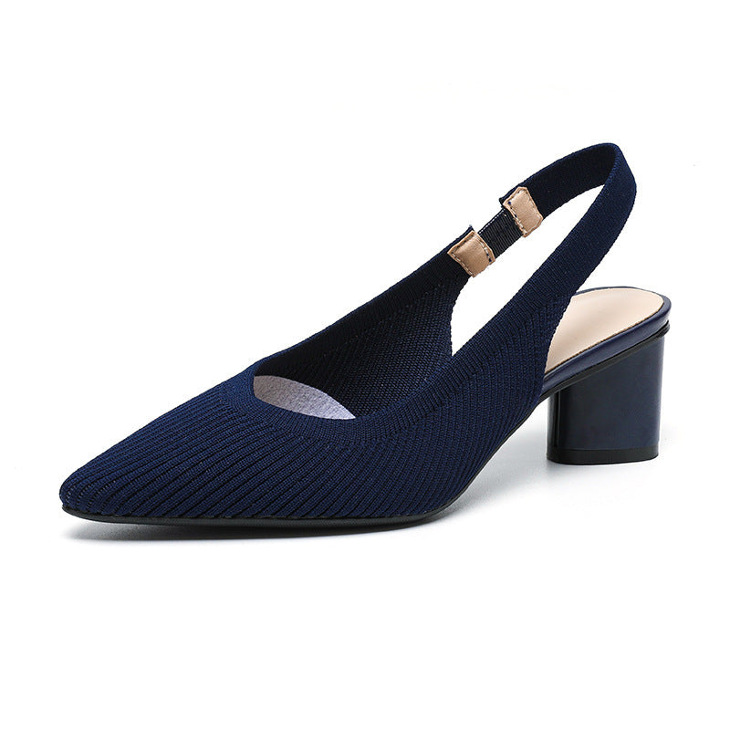 Elaria | Slingback Hakken met Puntige Neus en Blokhak