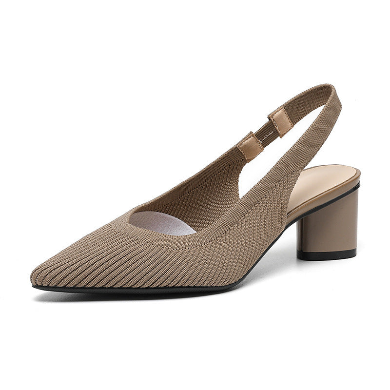 Elaria | Slingback Hakken met Puntige Neus en Blokhak
