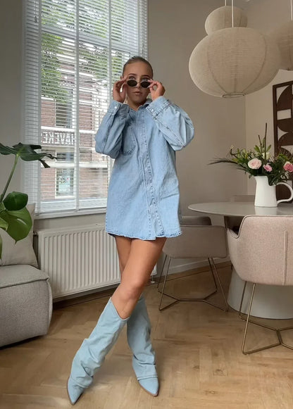 SORELLE | Denim Laarzen met Statement Flair