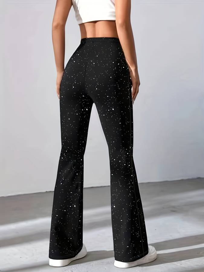 Solenya | Flared Broek van Glitterstof met Comfort Fit