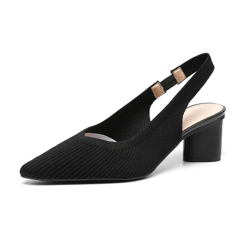 Elaria | Slingback Hakken met Puntige Neus en Blokhak
