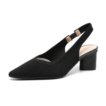 Elaria | Slingback Hakken met Puntige Neus en Blokhak