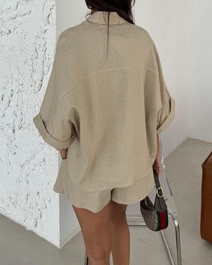 MAËLI | Luchtige zomerset met blouse en korte broek voor dames