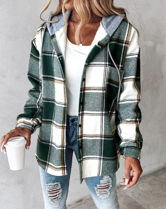 Dames-hoodie in ruitdesign – Warm & Casual
